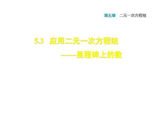 北师大版八年级上册数学习题课件：5.5应用二元一次方程组——里程碑上的数