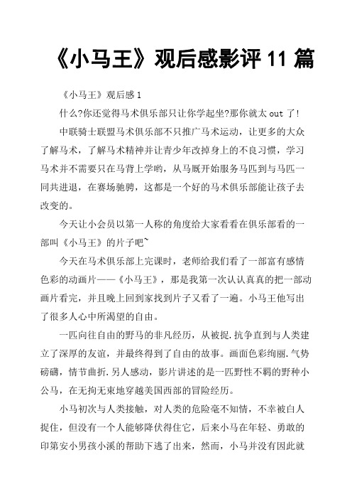 《小马王》观后感影评11篇