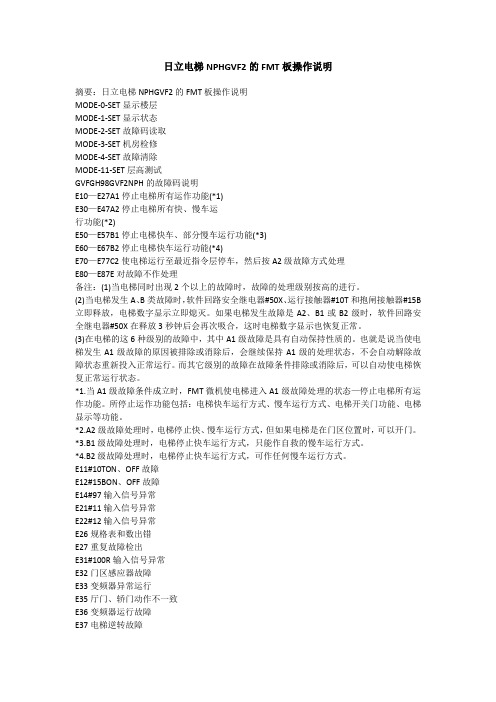 日立NPHGVF2的FMT板操作详细说明