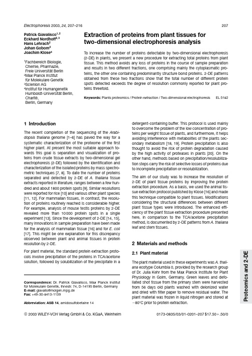 2003 Extraction of proteins from plant tissues