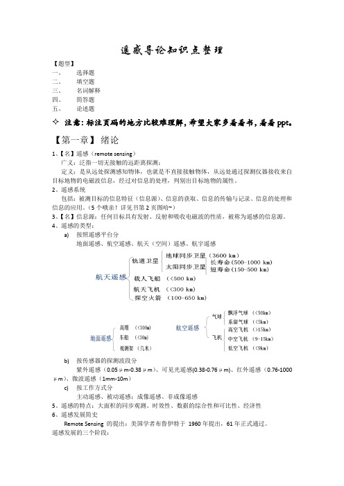 遥感导论知识点整理(梅安新版)