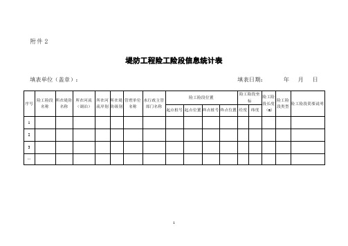 堤防工程险工险段信息统计表及填表说明