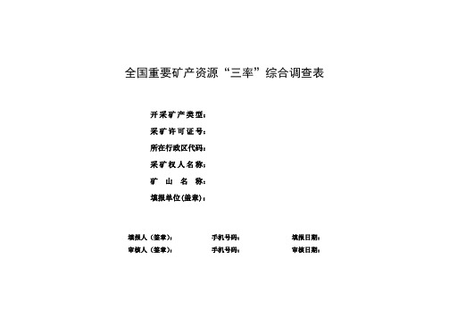 全国重要矿产资源三率综合调查表
