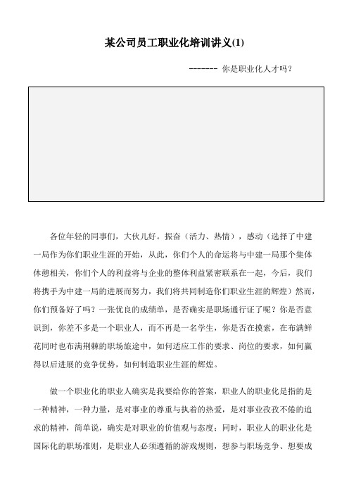 某公司员工职业化培训讲义(1)