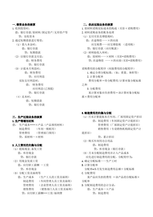 基础会计会计分录汇总