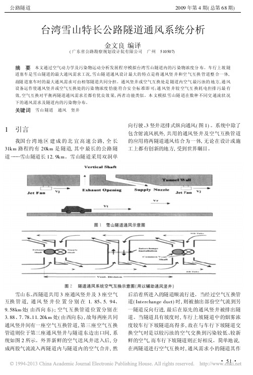 台湾雪山特长公路隧道通风系统分析_金文良