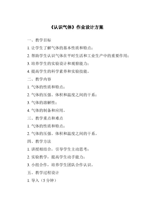 《认识气体作业设计方案》