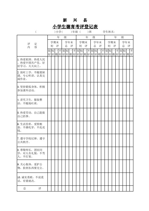 德育考核表格