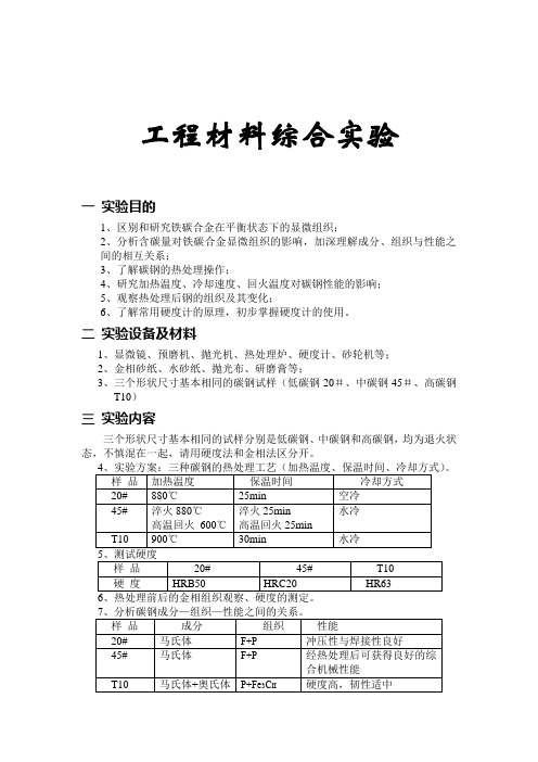 工程材料热处理实验报告