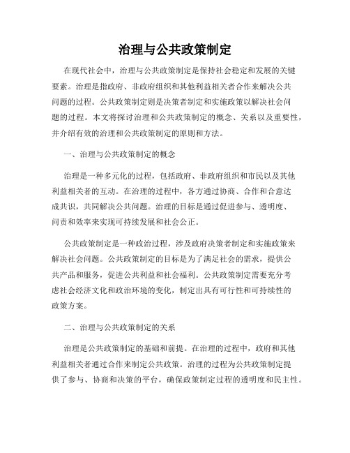 治理与公共政策制定