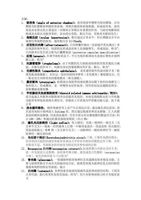 眼科学重点