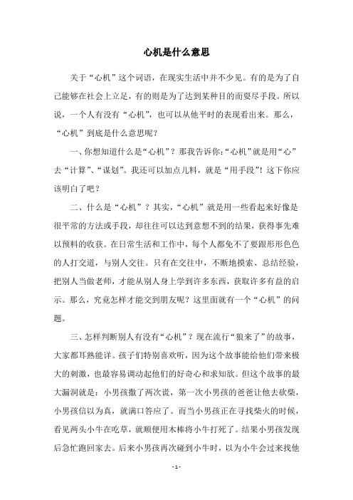 心机是什么意思