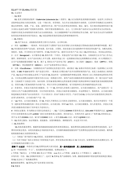 UL1077和UL489A的区别