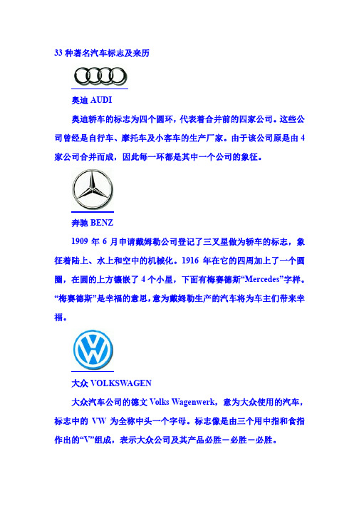 33种汽车的标志