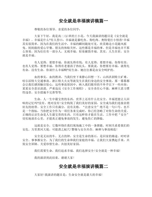 安全就是幸福演讲稿3篇