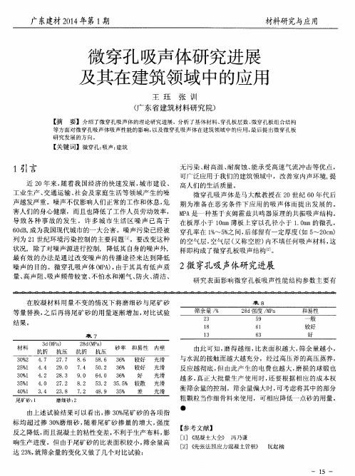 微穿孔吸声体研究进展及其在建筑领域中的应用