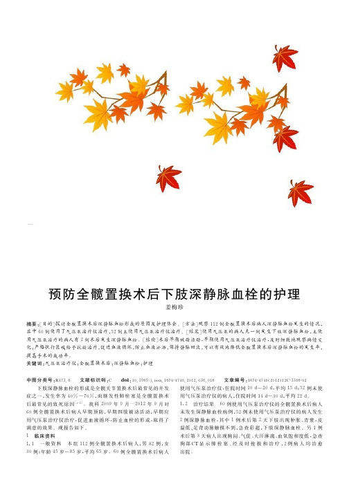 预防全髋置换术后下肢深静脉血栓的护理