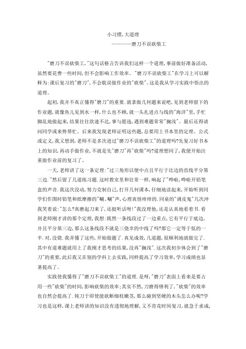 小习惯 大道理之磨刀不误砍柴工