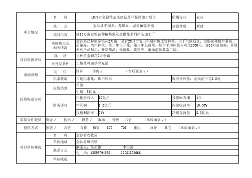 10万亩金银花基地建设及产品深加工项目