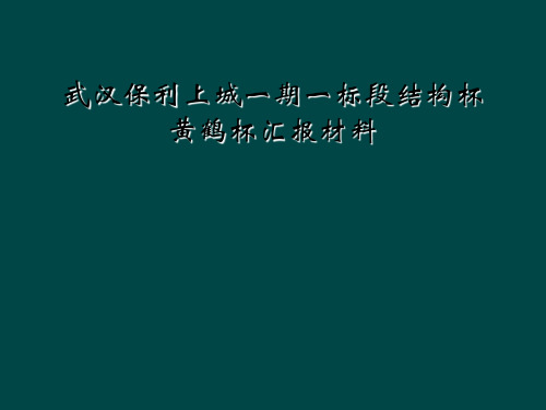 武汉保利上城一期一标段结构杯黄鹤杯汇报材料