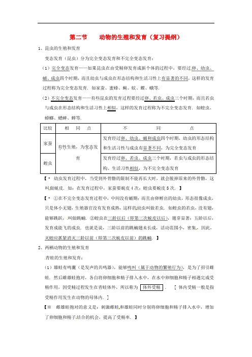 北师大版生物八年级上册《动物的生殖和发育》同课异构 精品教案 (6)