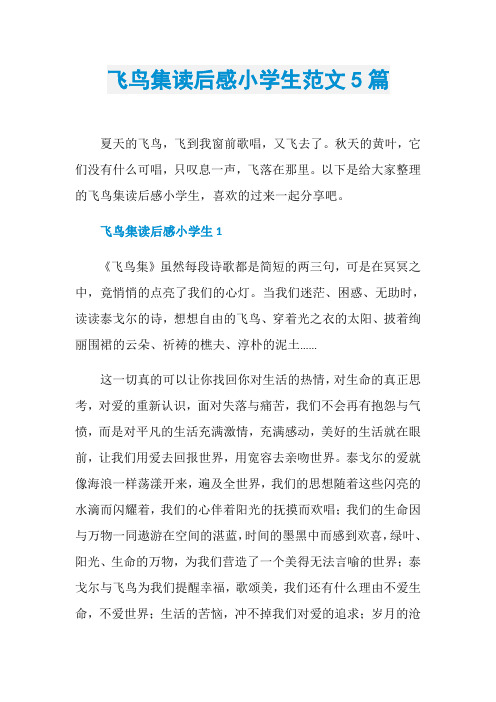 飞鸟集读后感小学生范文5篇