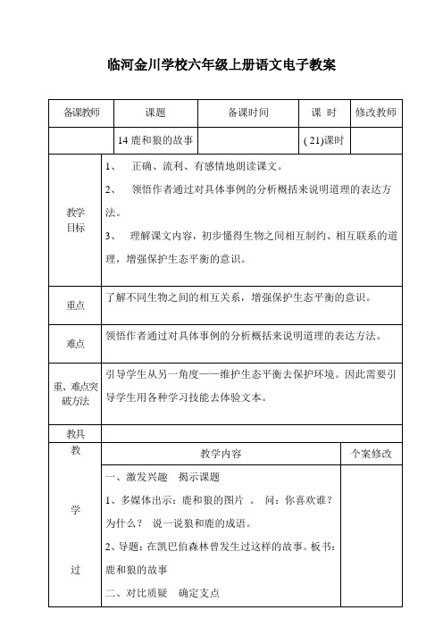14鹿和狼的故事