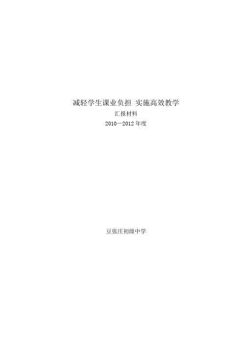 减轻学生课业负担 实施高效教学工作汇报材料