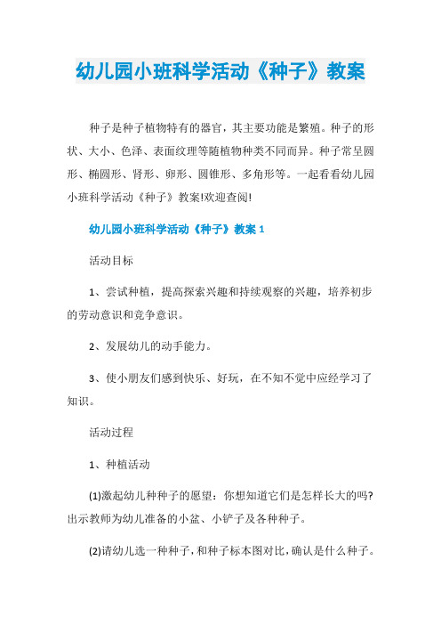 幼儿园小班科学活动《种子》教案