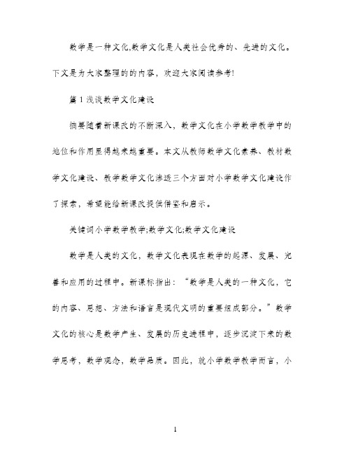 关于数学文化的论文范文