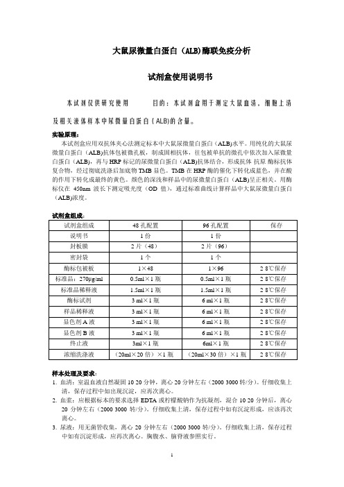 大鼠尿微量白蛋白(ALB)说明书