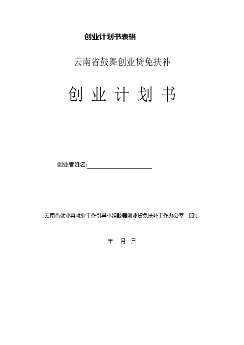 创业计划书表格