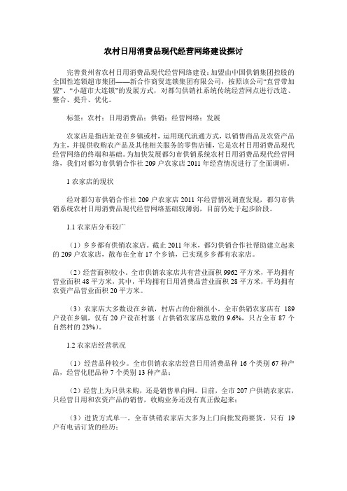 农村日用消费品现代经营网络建设探讨