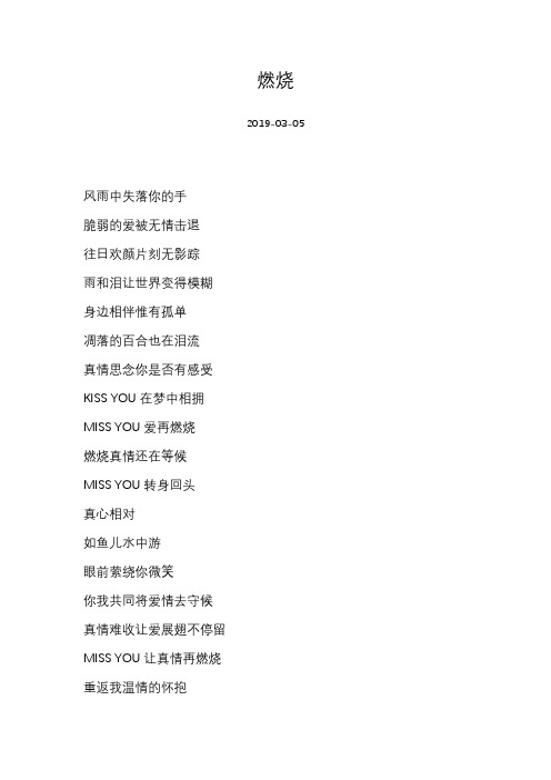 [恩炀][燃烧]歌词