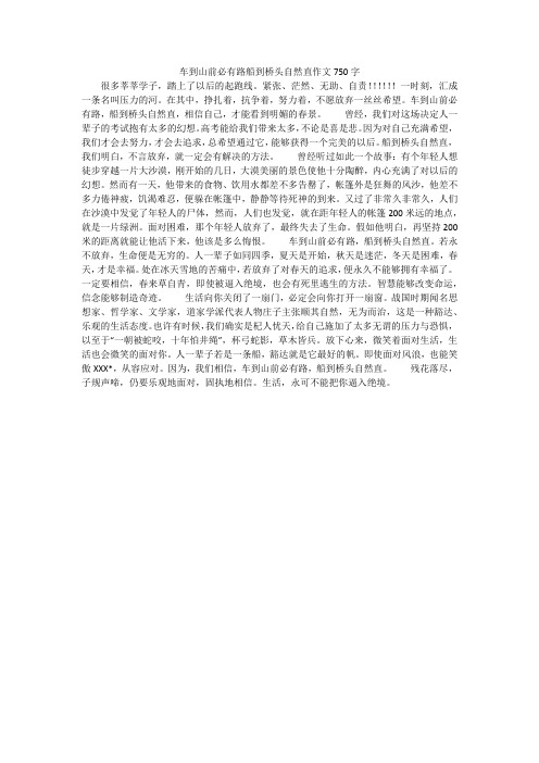 车到山前必有路船到桥头自然直作文750字