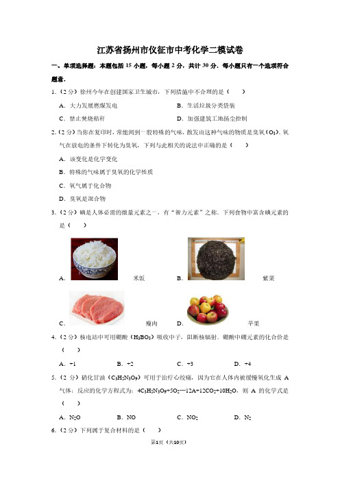 江苏省扬州市仪征市中考化学二模试卷