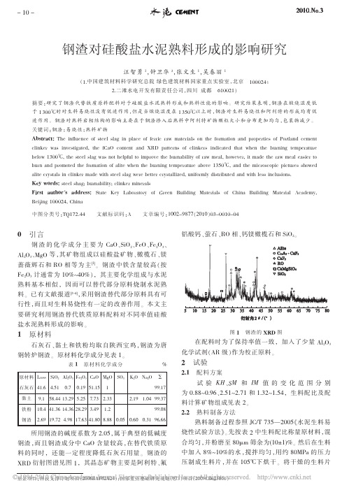 钢渣对硅酸盐水泥熟料形成的影响研究