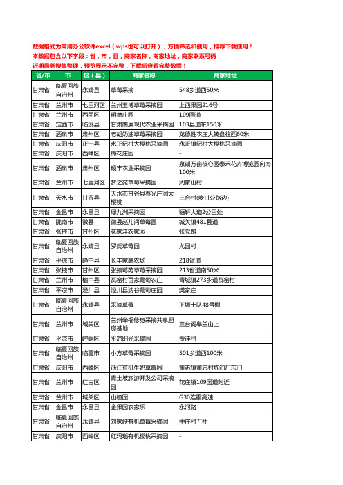 2020新版甘肃省采摘工商企业公司商家名录名单黄页联系电话号码地址大全148家