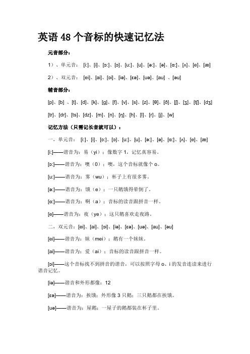 英语48个音标的快速记忆法