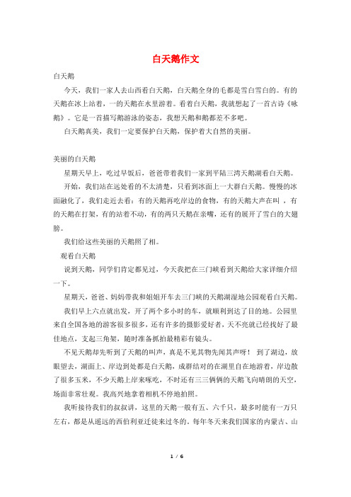 白天鹅作文