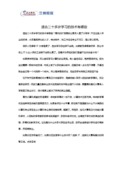 适合二十多岁学习的技术有哪些