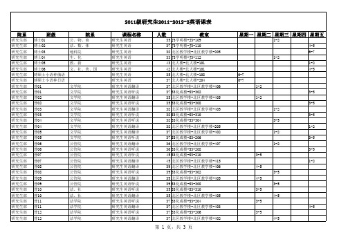 大自然班2011-2012第二学期英语、政治课表