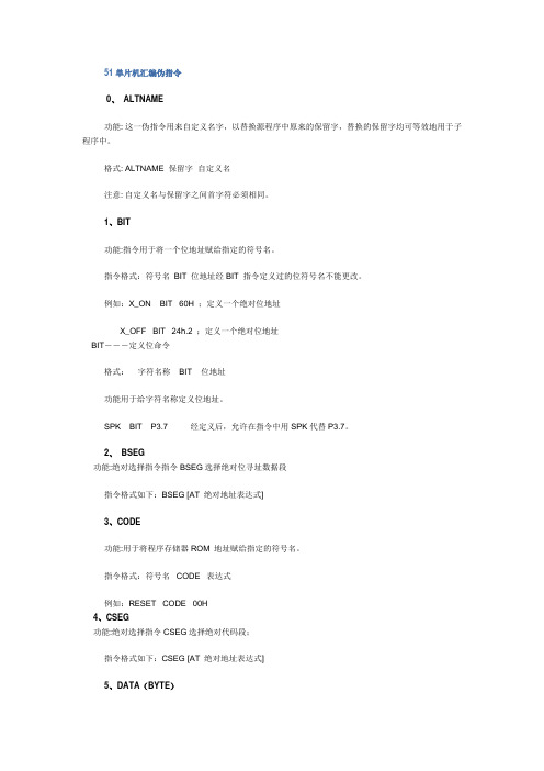 51单片机汇编伪指令