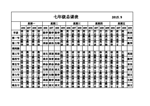 七年级课表