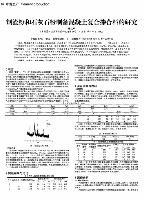 钢渣粉和石灰石粉制备混凝土复合掺合料的研究