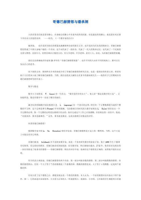 关于哥德巴赫猜想