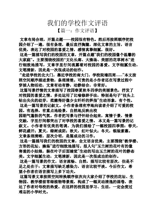我们的学校作文评语