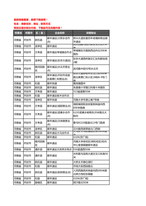 新版河南省开封市顺丰快递企业公司商家户名录单联系方式地址大全26家