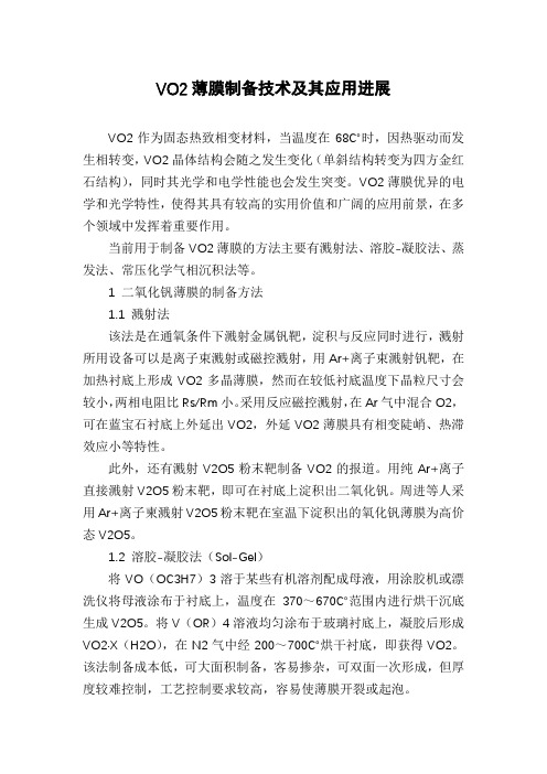 VO2薄膜制备技术及其应用进展