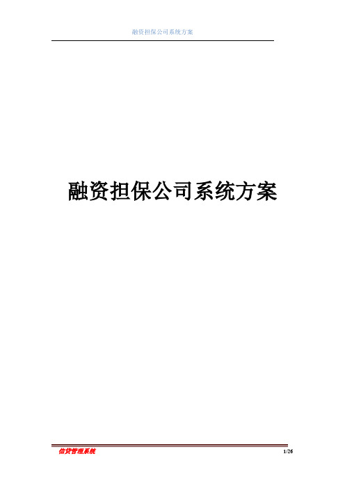 融资担保系统功能概述
